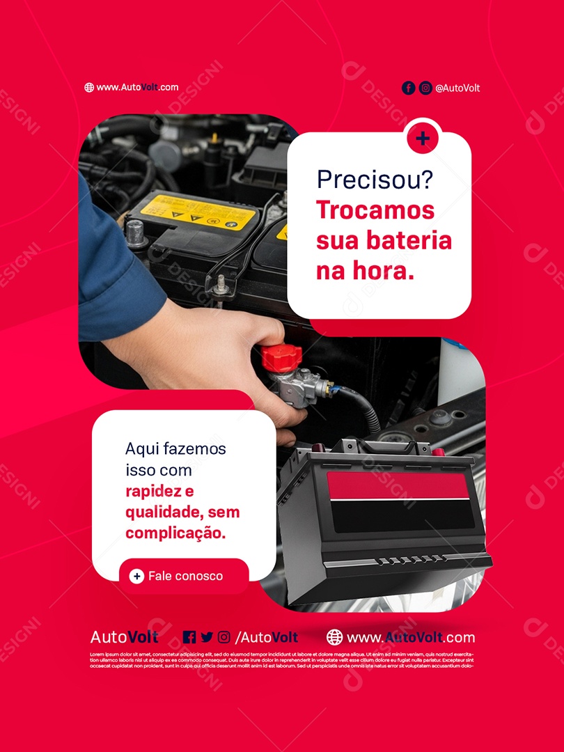 Loja de Bateria Precisou Trocamos sua Bateria na Hora Social Media PSD Editável