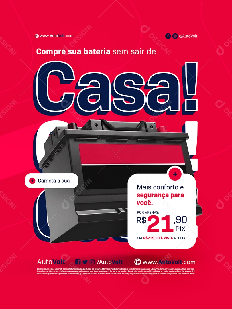 Loja de Bateria Compre sua Bateria Sem Sair de Casa Social Media PSD Editável