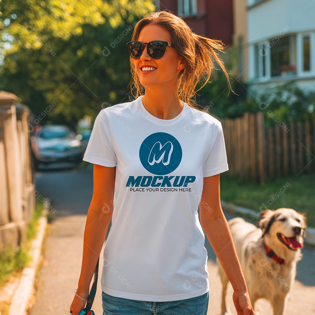 Mockup de Camiseta Feminina PSD Editável