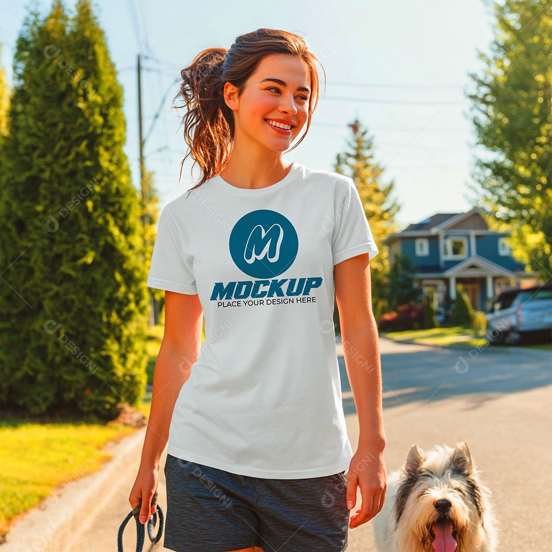 Mockup de Camiseta Feminina PSD Editável