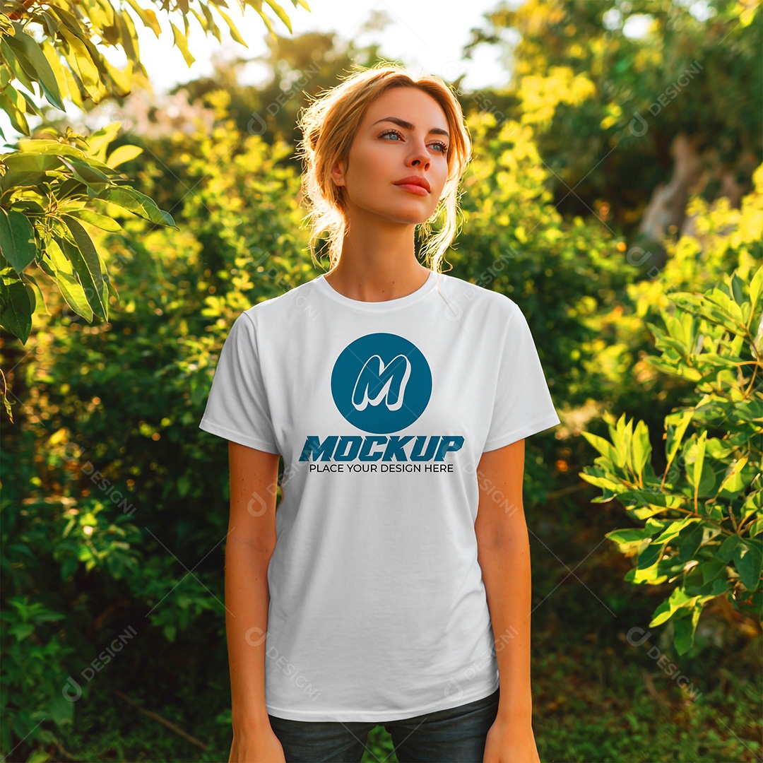 Mockup de Camiseta Feminina PSD Editável