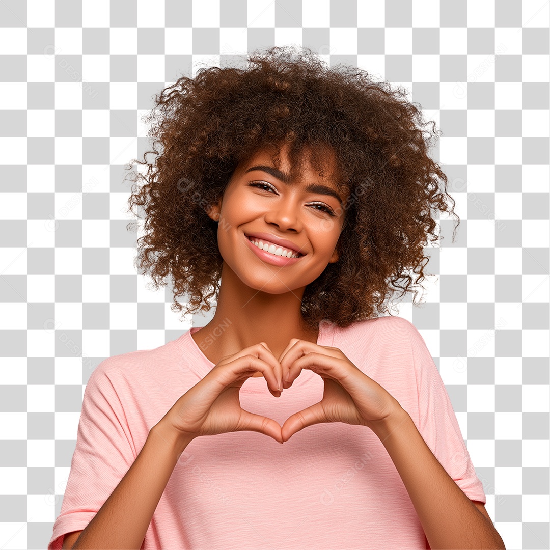 Mulher Fazendo Coração com as Mãos Outubro Rosa PNG Transparente