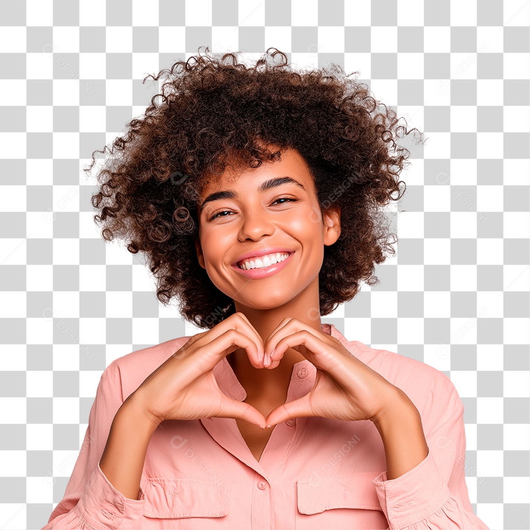 Mulher Fazendo Coração com as Mãos Outubro Rosa PNG Transparente