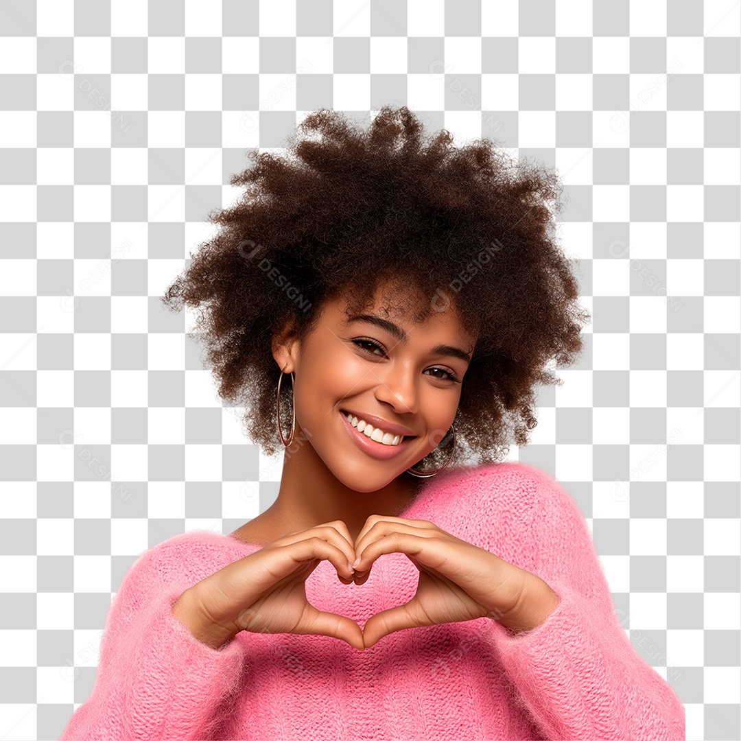 Mulher Fazendo Coração com as Mãos Outubro Rosa PNG Transparente