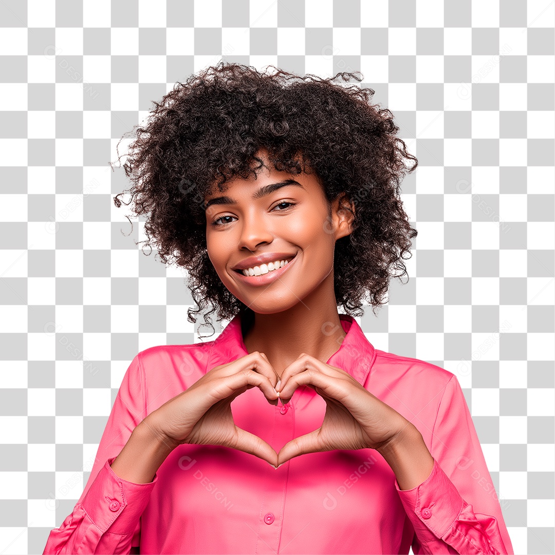 Mulher Fazendo Coração com as Mãos Outubro Rosa PNG Transparente