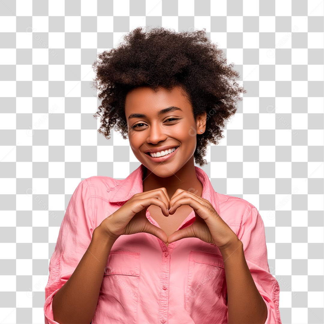 Mulher Fazendo Coração com as Mãos Outubro Rosa PNG Transparente