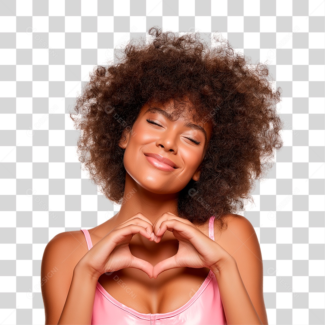 Mulher Fazendo Coração com as Mãos Outubro Rosa PNG Transparente