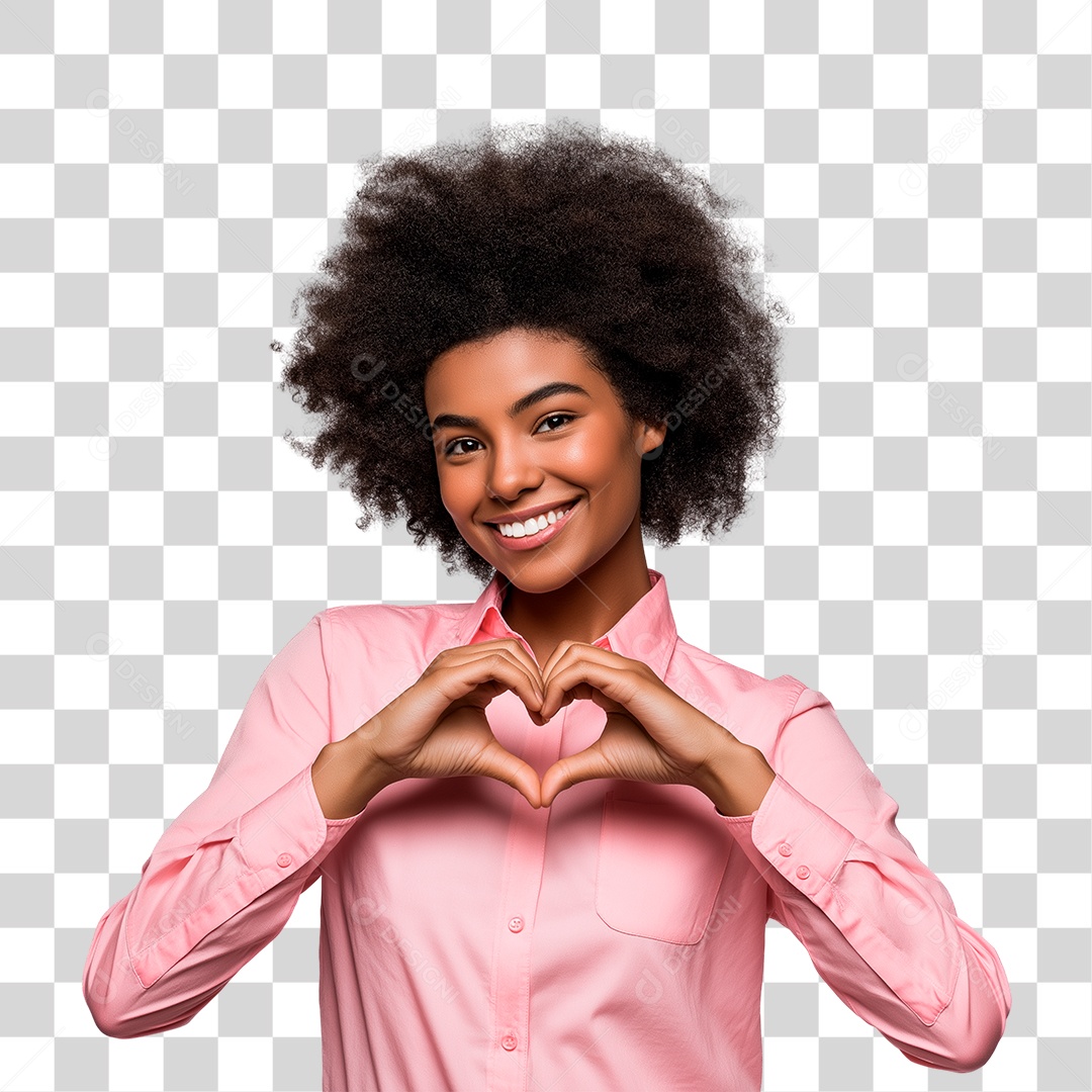 Mulher Fazendo Coração com as Mãos Outubro Rosa PNG Transparente