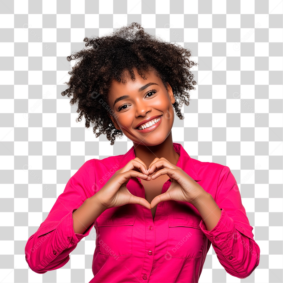 Mulher Fazendo Coração com as Mãos Outubro Rosa PNG Transparente