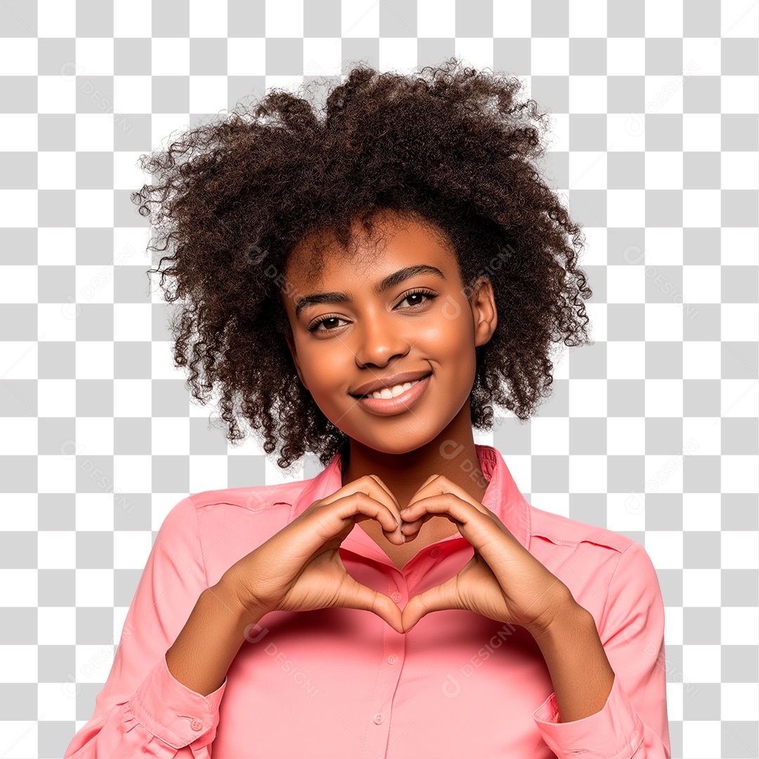 Mulher Fazendo Coração com as Mãos Outubro Rosa PNG Transparente