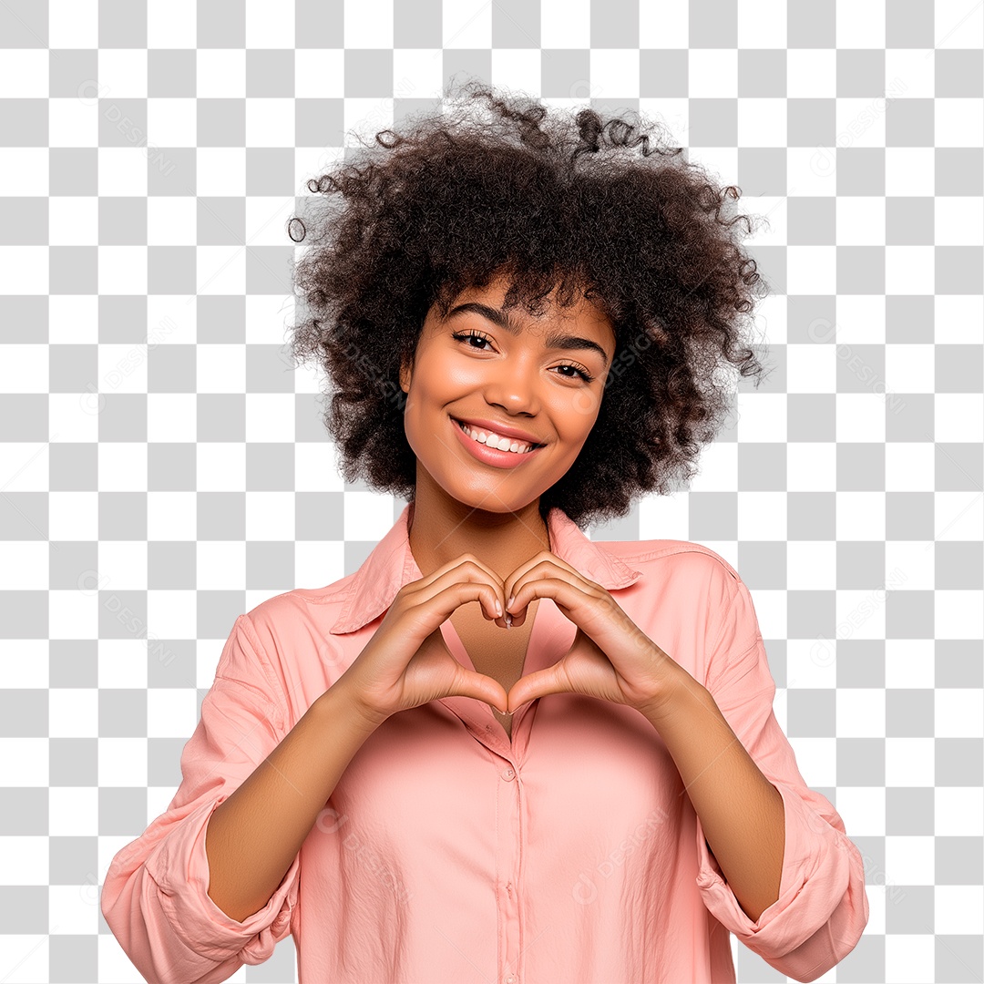 Mulher Fazendo Coração com as Mãos Outubro Rosa PNG Transparente