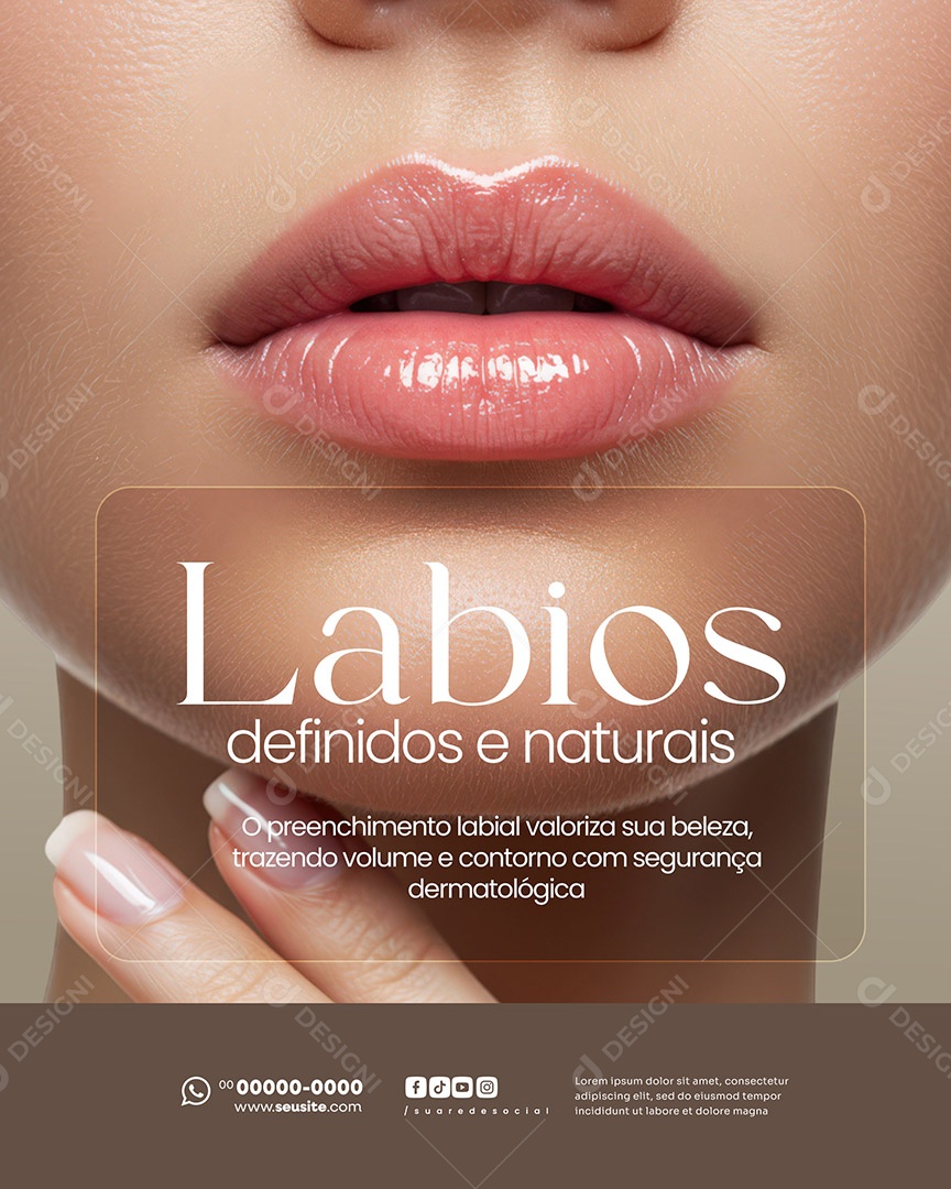 Dermatologista Labios Definidos e Naturais Social Media PSD Editável