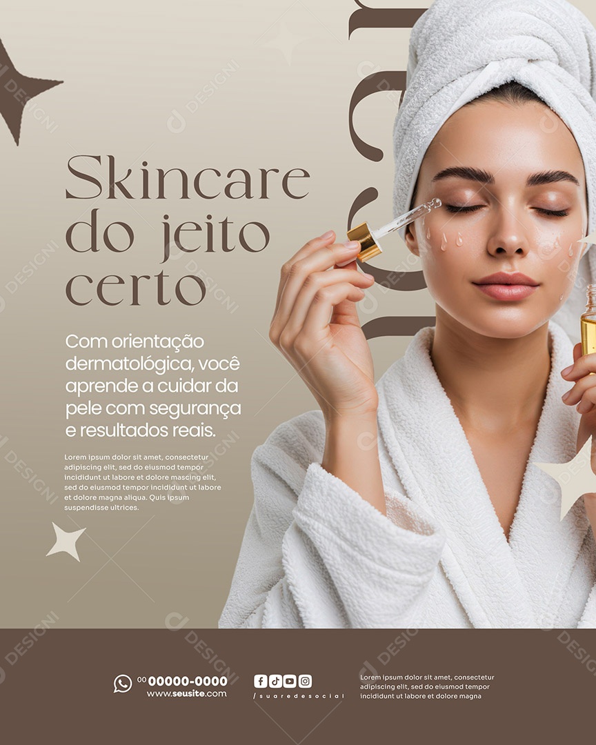 Dermatologista Skincare Do Leito Certo Social Media PSD Editável