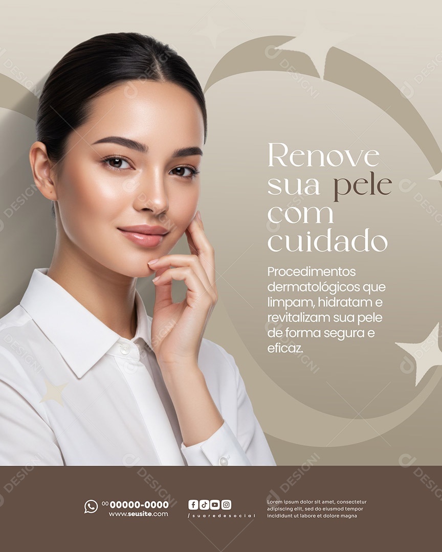 Dermatologista Renove Sua Pele Com Cuidado Social Media PSD Editável
