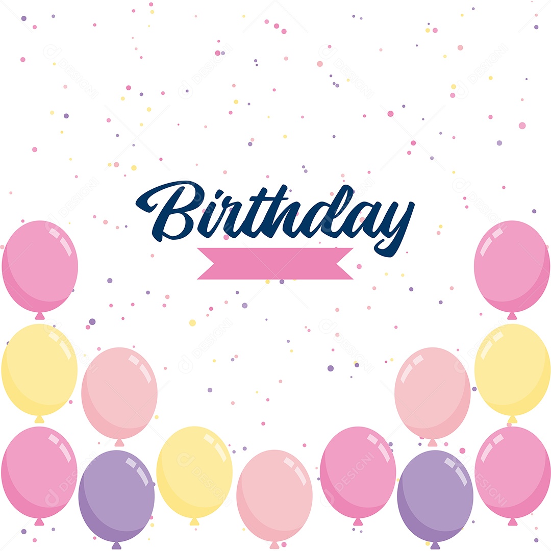 Feliz Aniversário Fundo de Balão Ilustração Vetor EPS