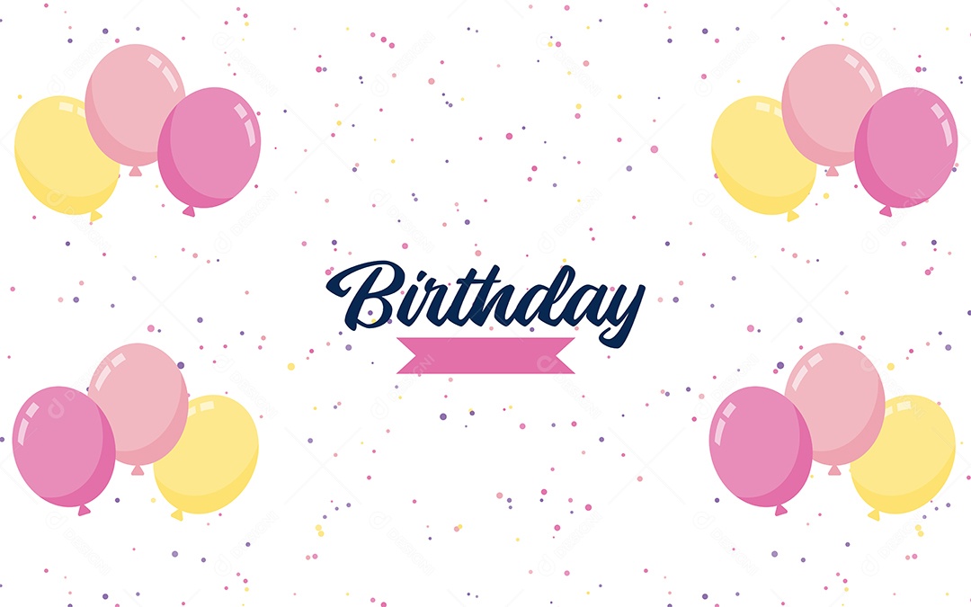Feliz Aniversário Fundo de Balão Ilustração Vetor EPS