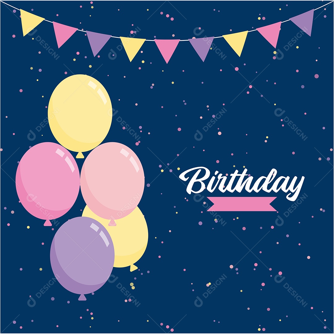 Feliz Aniversário Fundo de Balão Ilustração Vetor EPS