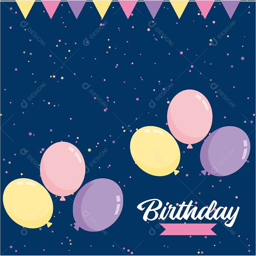 Feliz Aniversário Fundo de Balão Ilustração Vetor EPS