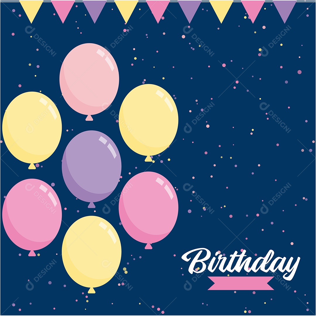 Feliz Aniversário Fundo de Balão Ilustração Vetor EPS