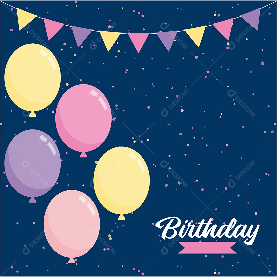 Feliz Aniversário Fundo de Balão Ilustração Vetor EPS