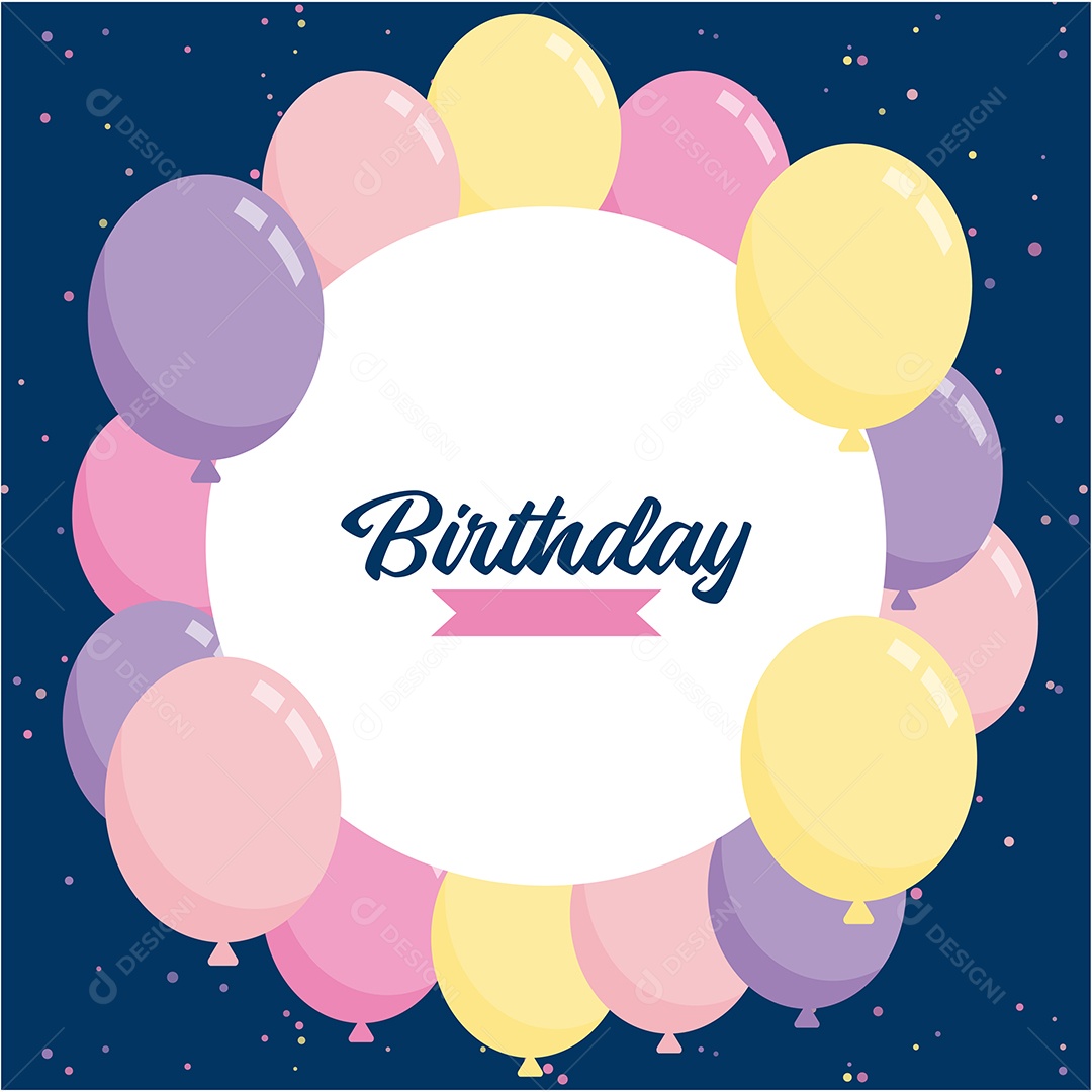 Feliz Aniversário Fundo de Balão Ilustração Vetor EPS