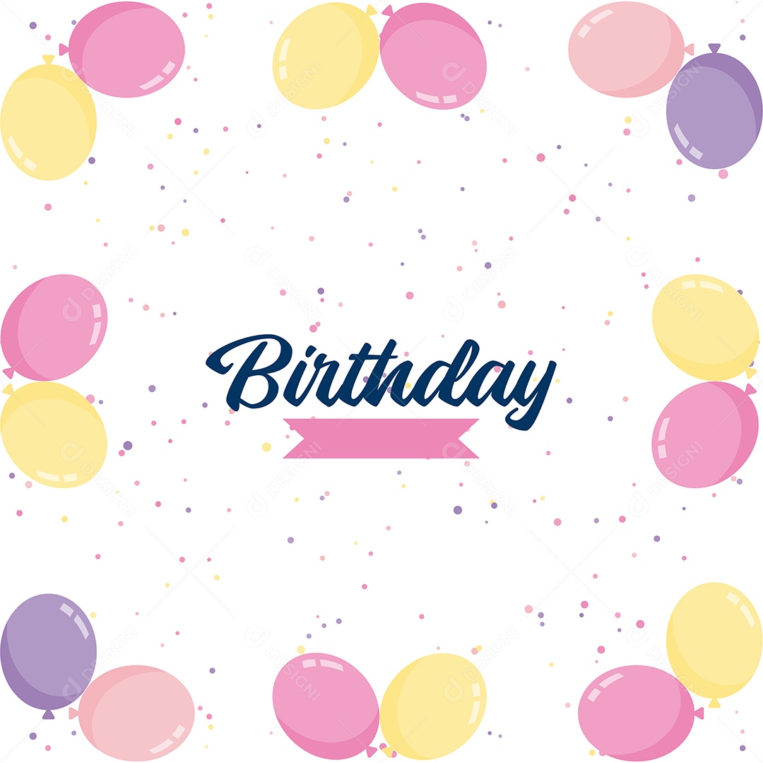 Feliz Aniversário Fundo de Balão Ilustração Vetor EPS