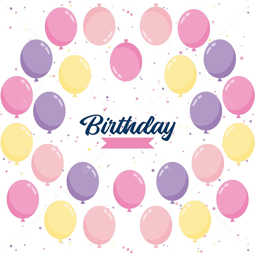 Feliz Aniversário Fundo de Balão Ilustração Vetor EPS