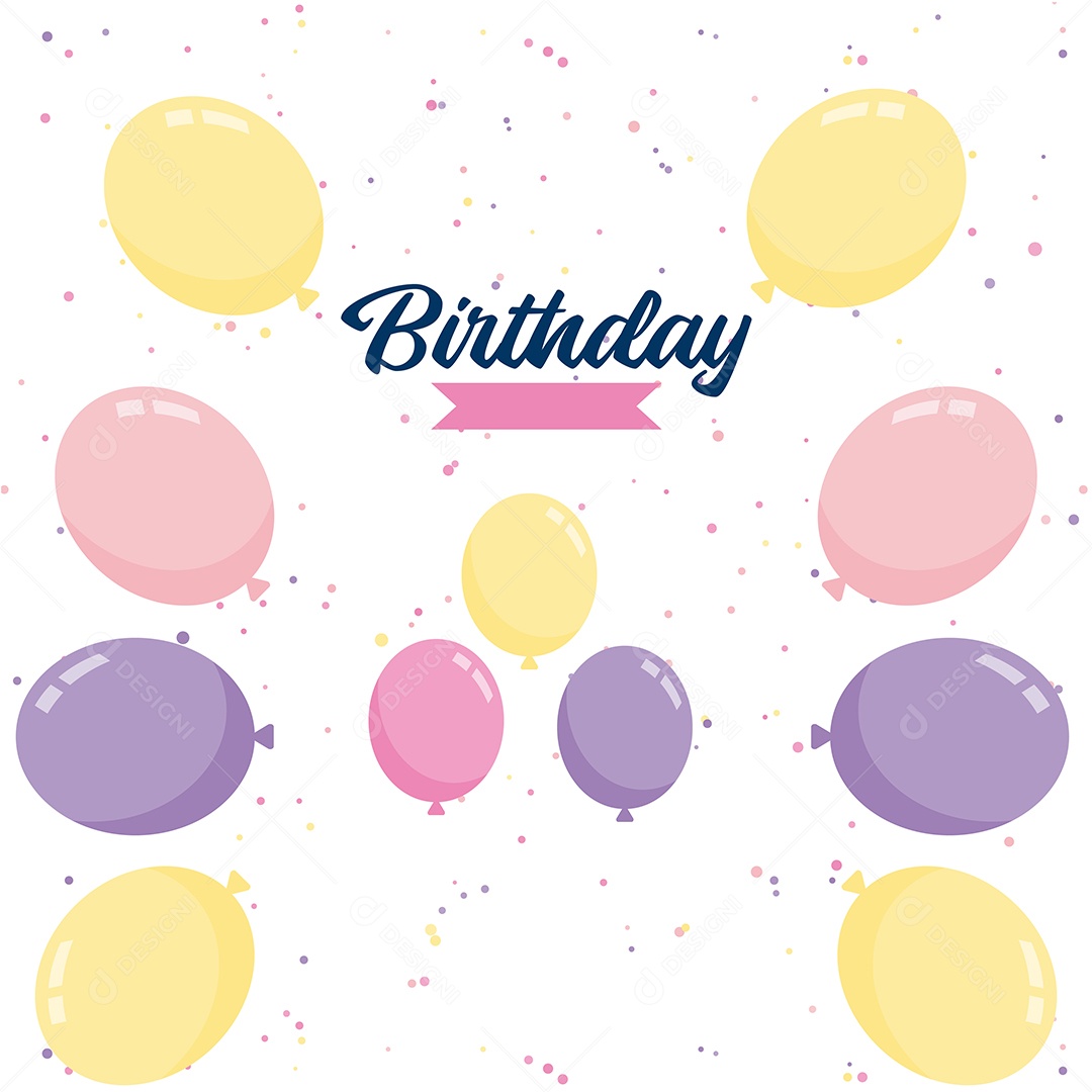 Feliz Aniversário Fundo de Balão Ilustração Vetor EPS
