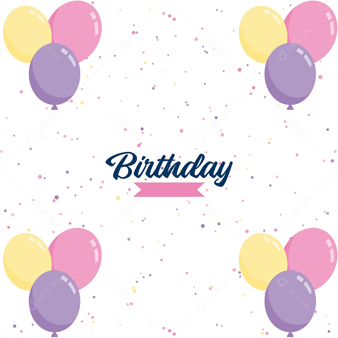 Feliz Aniversário Fundo de Balão Ilustração Vetor EPS