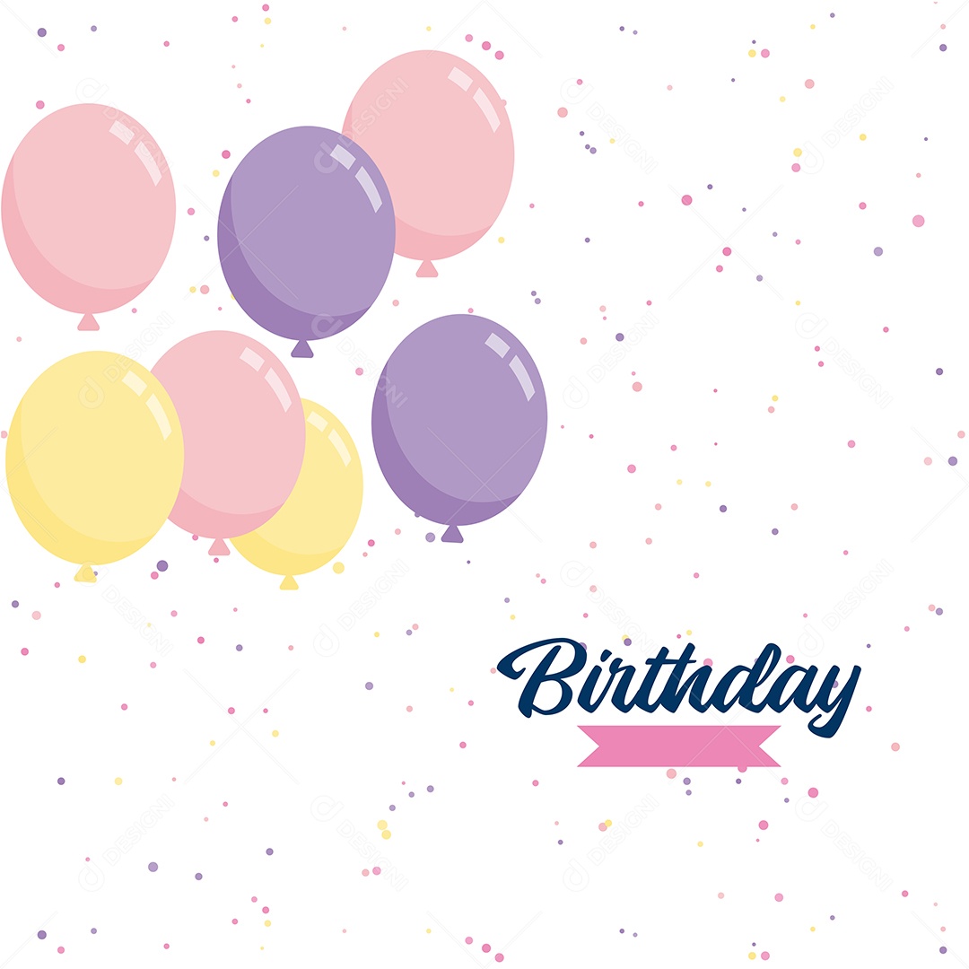 Feliz Aniversário Fundo de Balão Ilustração Vetor EPS