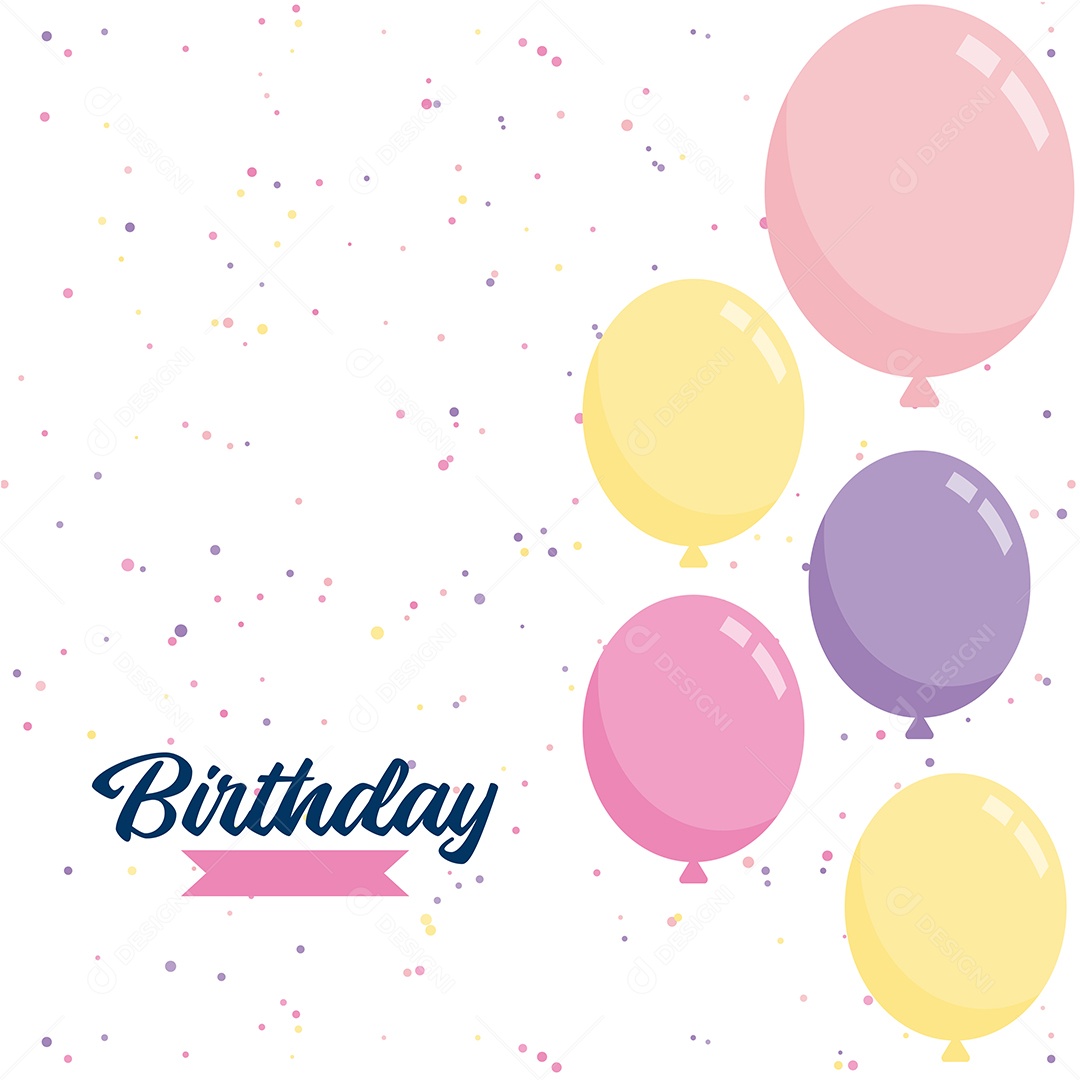 Feliz Aniversário Fundo de Balão Ilustração Vetor EPS