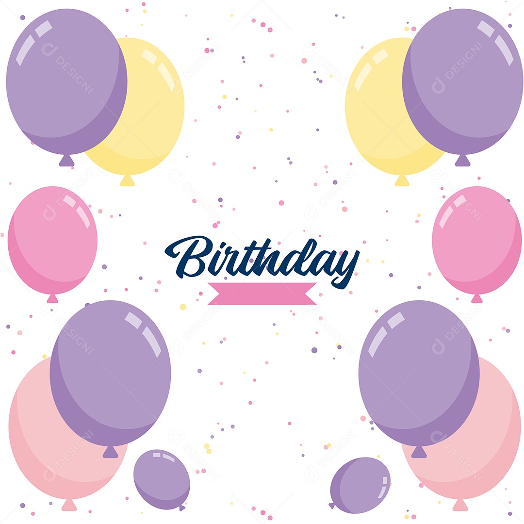 Feliz Aniversário Fundo de Balão Ilustração Vetor EPS