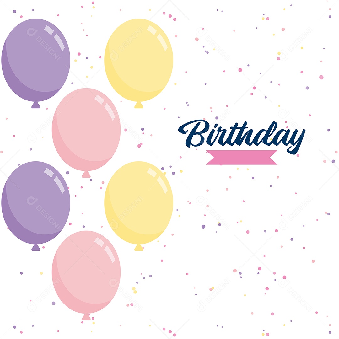Feliz Aniversário Fundo de Balão Ilustração Vetor EPS