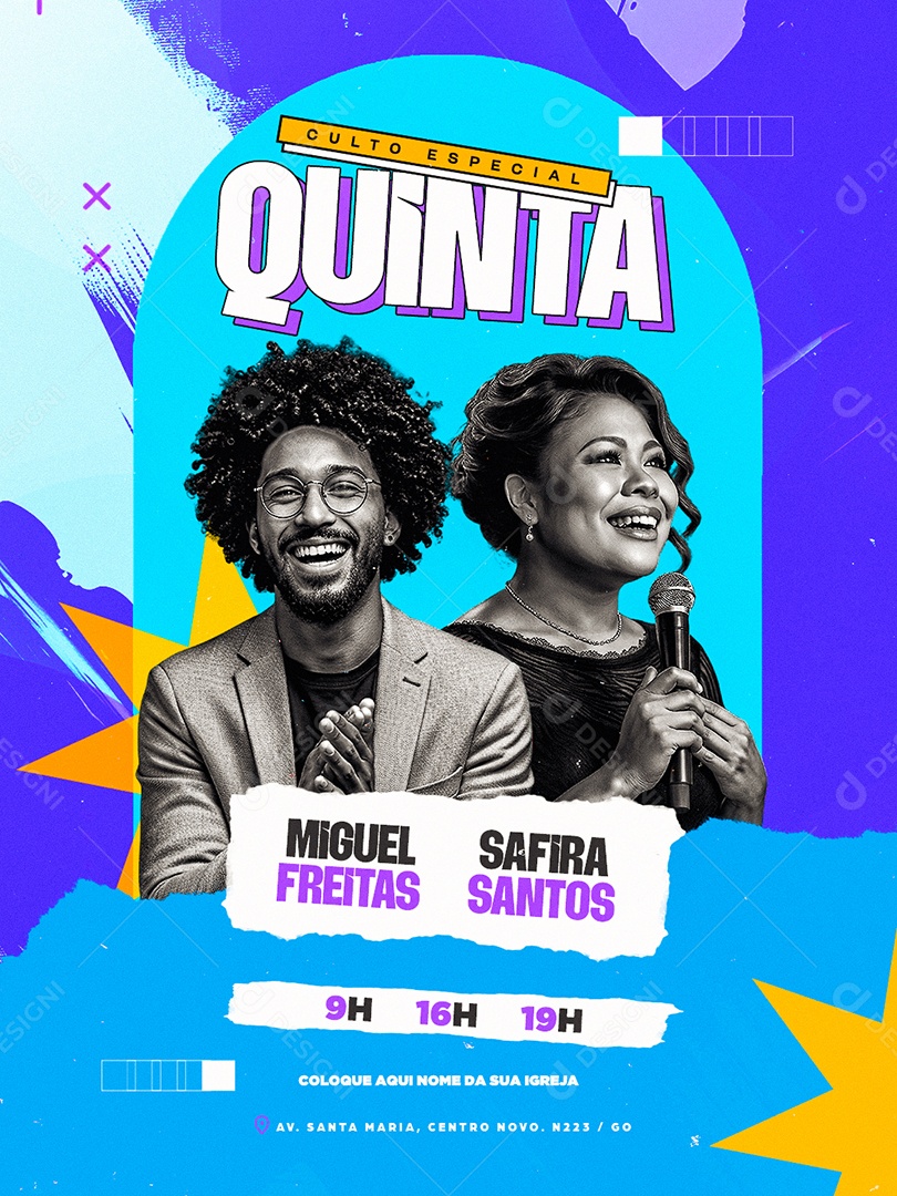 Flyer Gospel Culto Especial Quinta Social Media PSD Editável