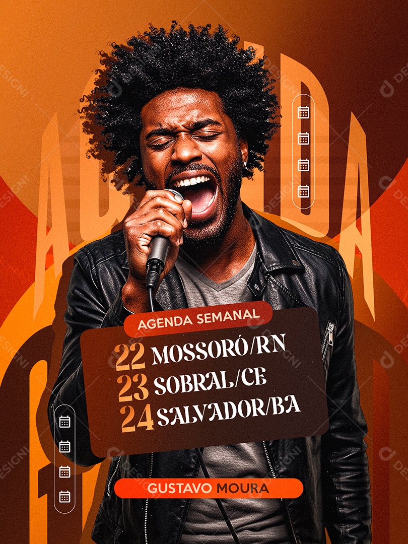 Flyer Gospel Agenda Semanal Gustavo Moura Social Media PSD Editável