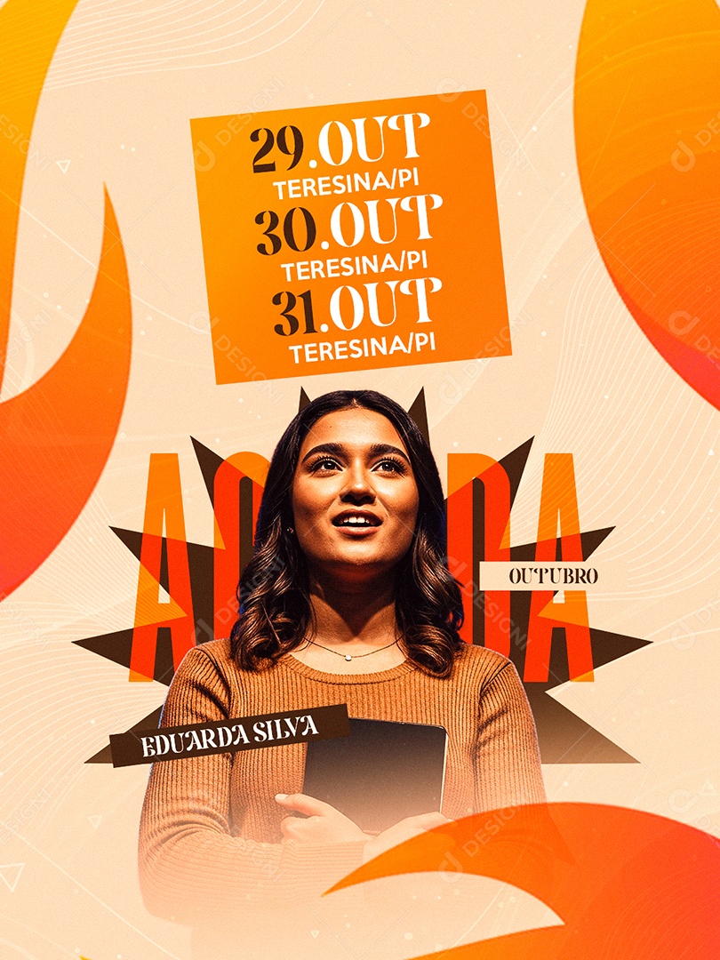 Flyer Gospel Agenda Outubro Eduarda Silva Social Media PSD Editável