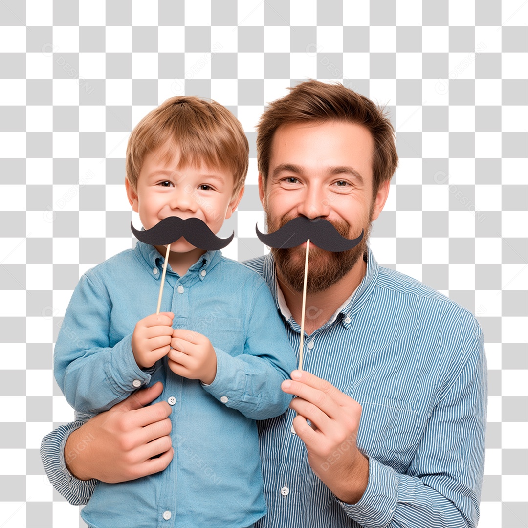 Pai e Filho com Bigode Falso PNG Transparente