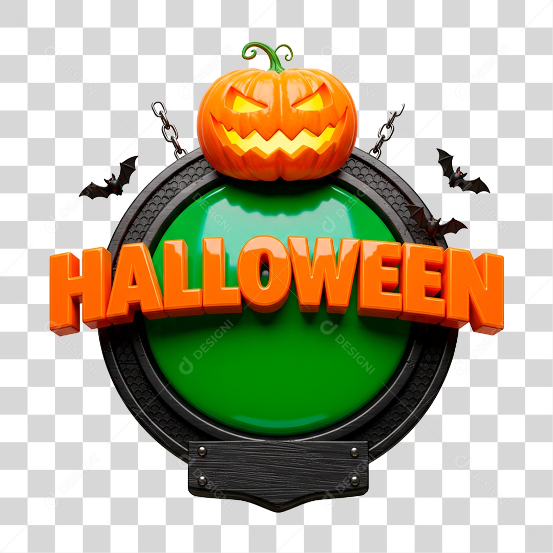 Selo 3D Halloween para Composição PNG Transparente