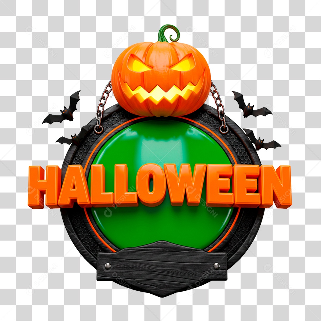 Selo 3D Halloween para Composição PNG Transparente