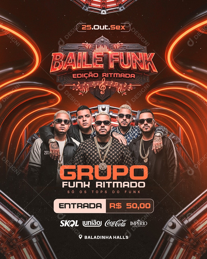 Flyer Baile Funk Edição Ritmada Social Media Feed PSD Editável