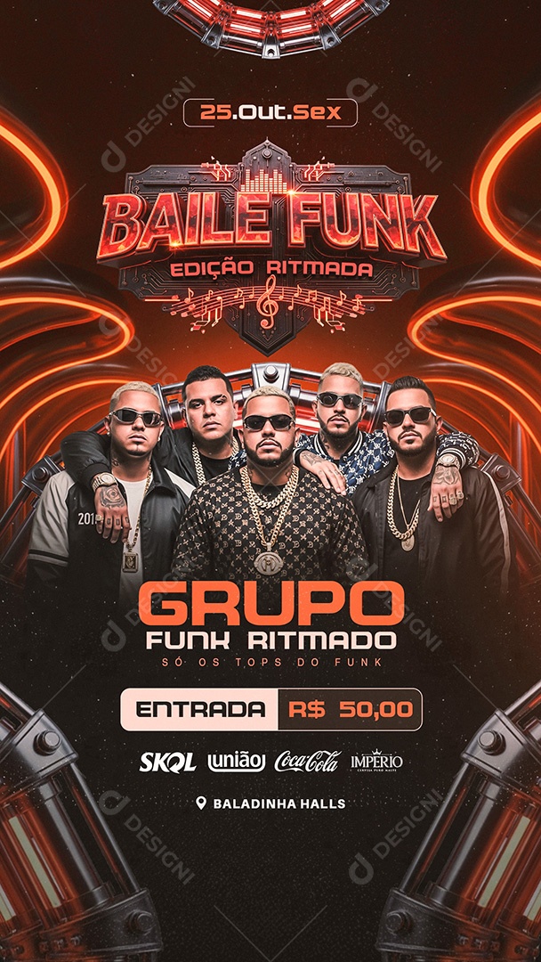 Flyer Baile Funk Edição Ritmada Social Media Stories PSD Editável