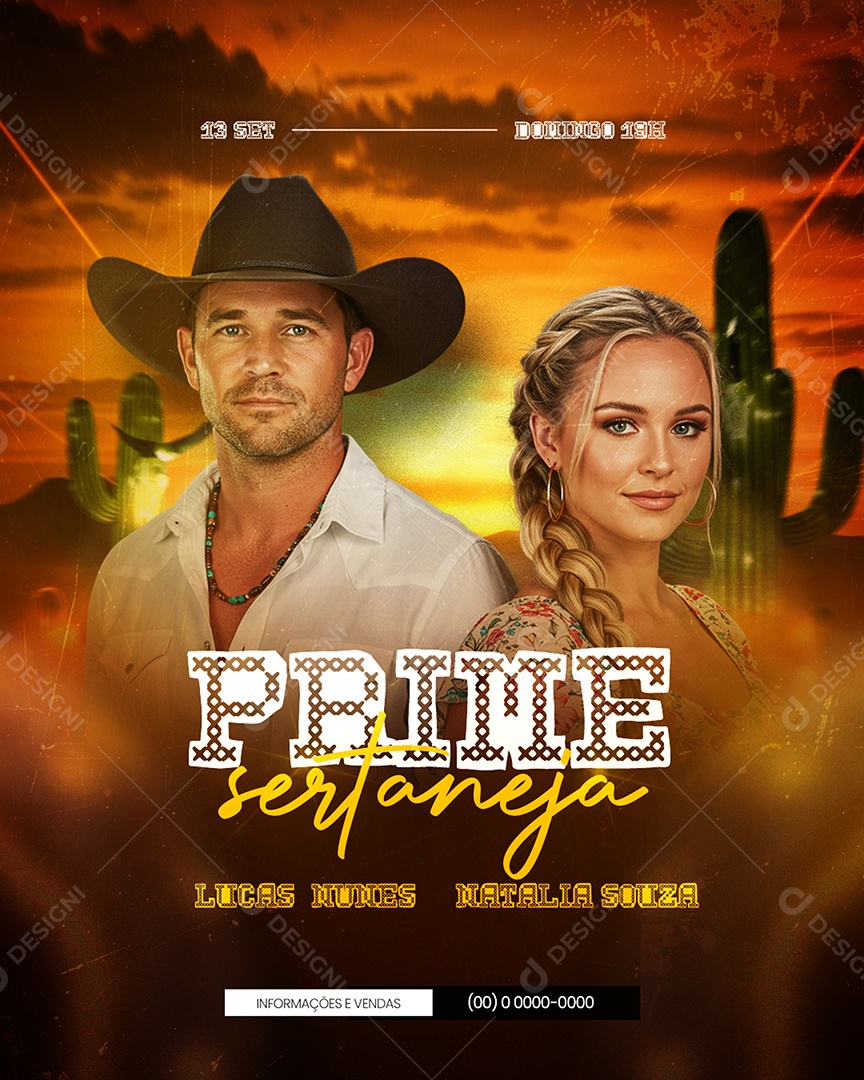 Social Media Flyer Próximos Shows Prime Sertaneja PSD Editável