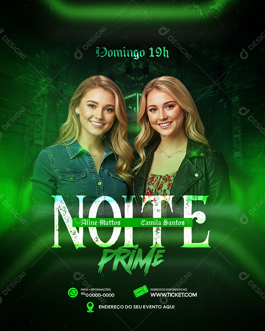 Social Media Flyer Próximos Shows Noite Prime PSD Editável