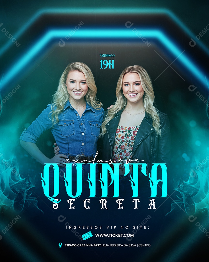 Social Media Flyer Próximos Shows Quinta Secreta PSD Editável