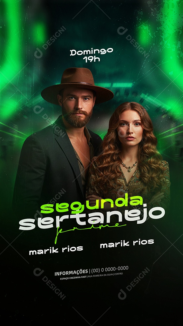 Story Flyer Próximos Shows Segunda Sertaneja Social Media PSD Editável