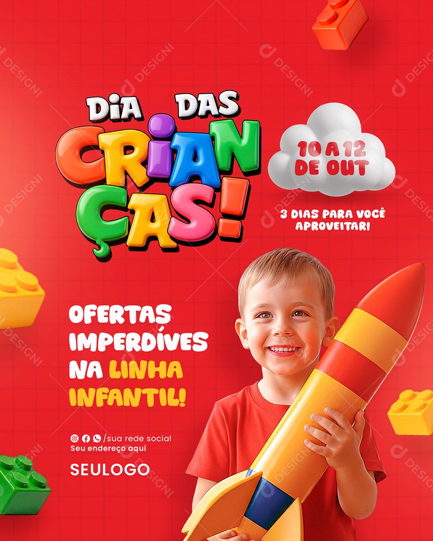 Feliz Dia das Crianças 12 de Outubro Social Media PSD Editável