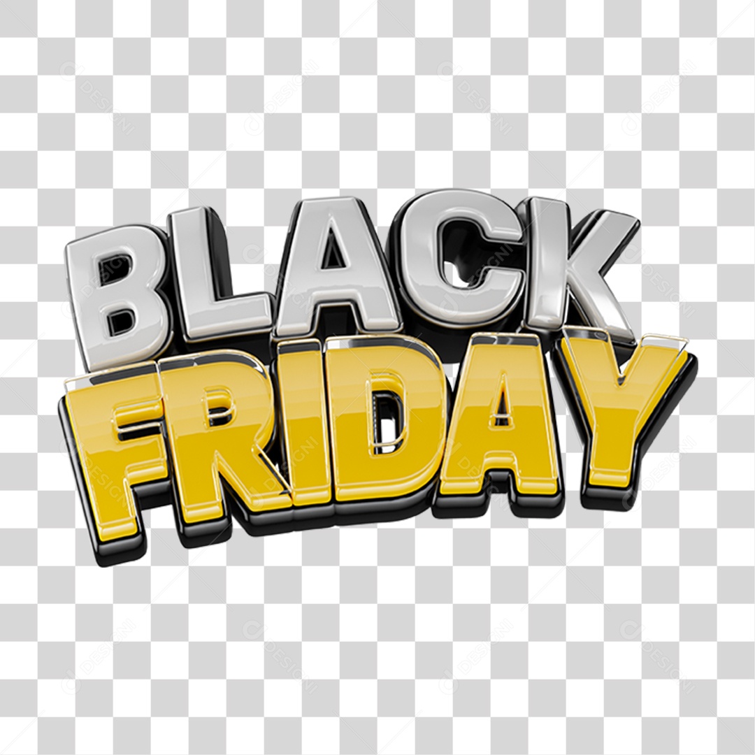 Design Black Friday Branco e Dourado em Estilo Tridimensional PNG Transparente