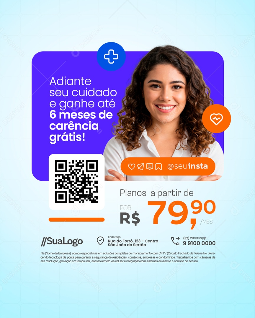 Convênio Médico Adiante seu Cuidado e Ganhe Até 6 Meses de Carência Social Media PSD Editável