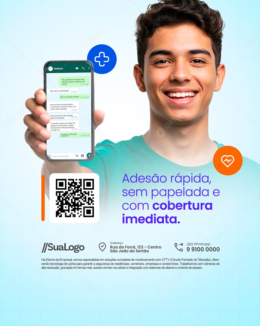 Convênio Médico Adesão Rápida Sem Papelada Social Media PSD Editável