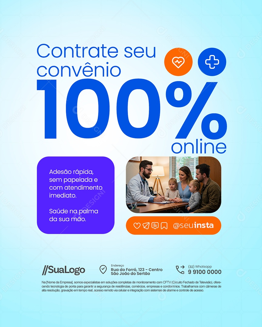 Convênio Médico Contrate seu Convênio 100% Online Social Media PSD Editável